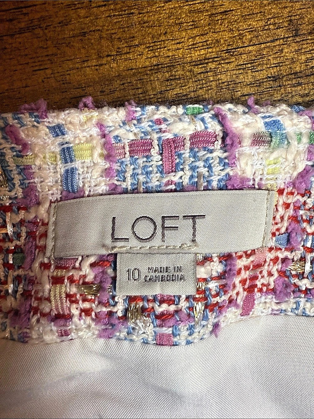 LOFT Mini Skirt Pink & Blue Size 10 Like New - Picture 3 of 4